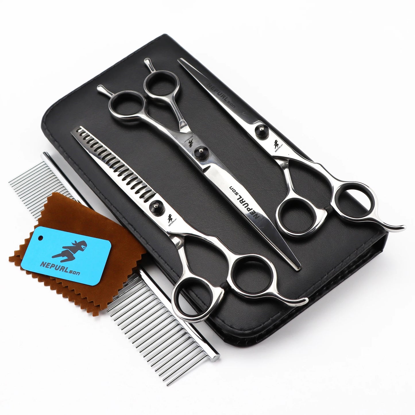 4-5pcs 6-7" Stainless Steel Pet Dog Cat Grooming Scissors Comb Sets