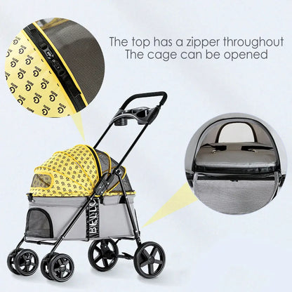 Breathable Large Capacity Pet Cat Dog Carrier Stroller With Cup Holder