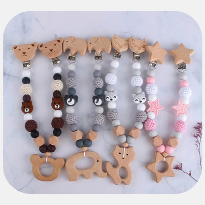 Wooden Baby Stroller Clip Toys