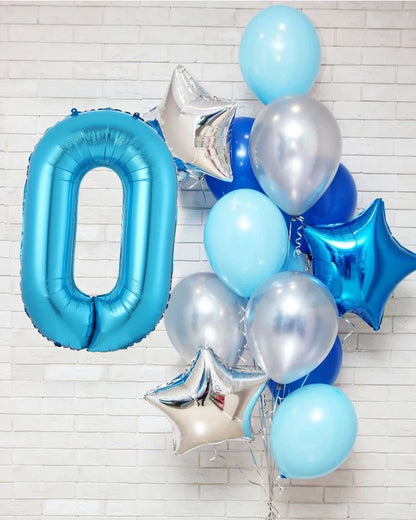 Boy Birthday Balloons Set with 40inch Blue Number 3