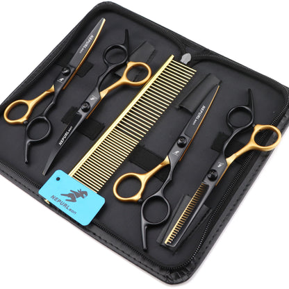 5pc 6" Stainless Steel Pet Dog Cat Grooming Comb Scissors Sets