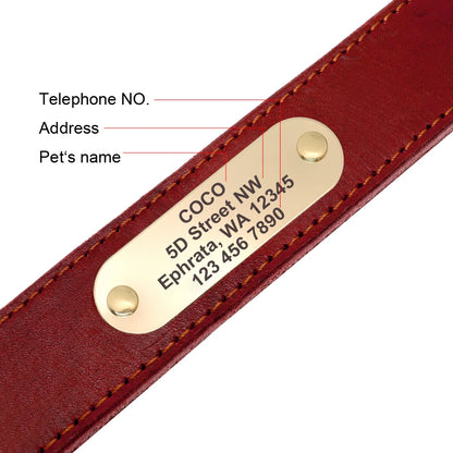 Personalized Leather Dog Collar and Leash Set