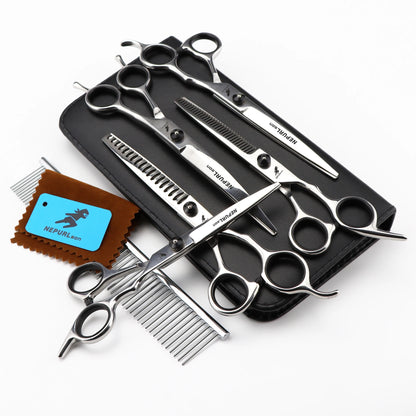 4-5pcs 6-7" Stainless Steel Pet Dog Cat Grooming Scissors Comb Sets