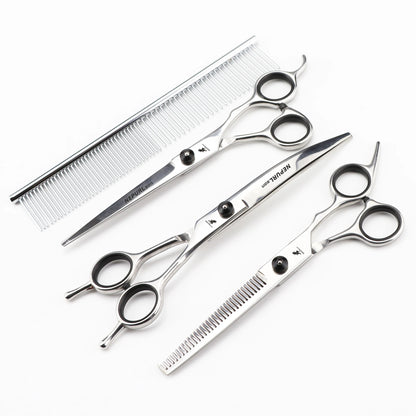 4-5pcs 6-7" Stainless Steel Pet Dog Cat Grooming Scissors Comb Sets