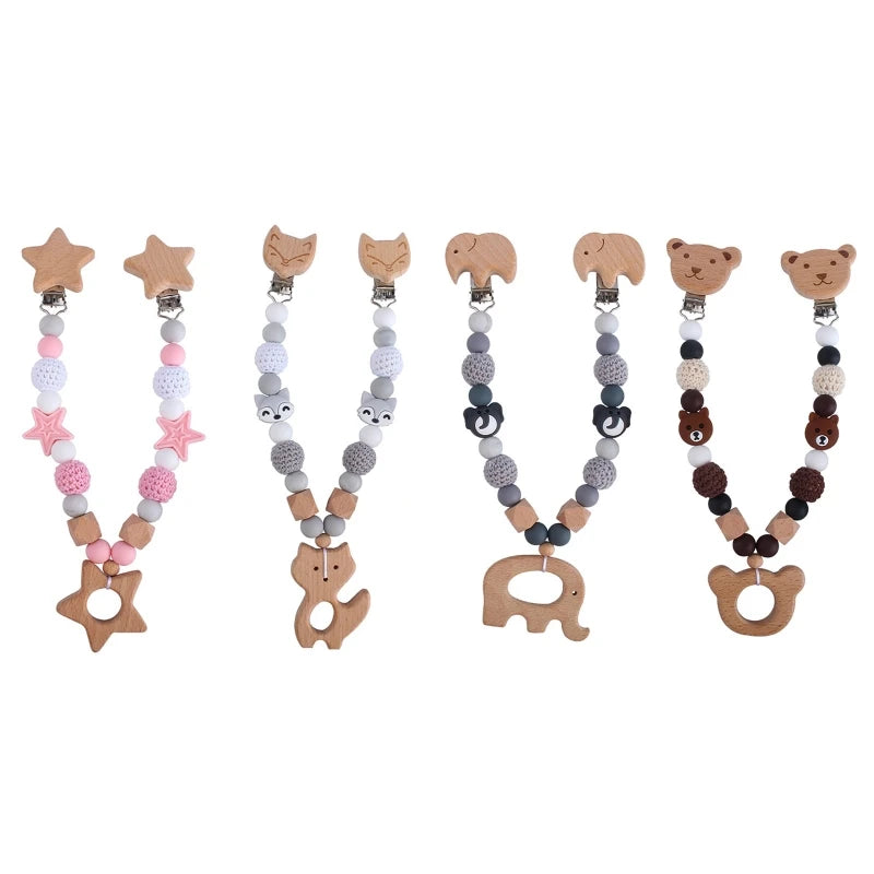 Wooden Baby Stroller Clip Toys