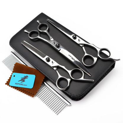 4-5pcs 6-7" Stainless Steel Pet Dog Cat Grooming Scissors Comb Sets