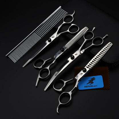 4-5pcs 6-7" Stainless Steel Pet Dog Cat Grooming Scissors Comb Sets