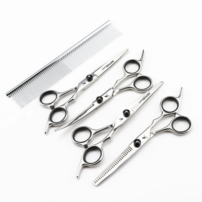 4-5pcs 6-7" Stainless Steel Pet Dog Cat Grooming Scissors Comb Sets