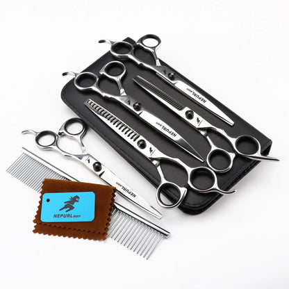 4-5pcs 6-7" Stainless Steel Pet Dog Cat Grooming Scissors Comb Sets