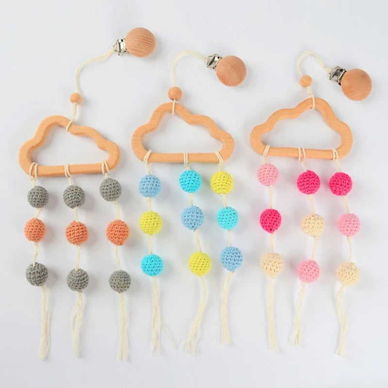 Wooden Baby Stroller Clip Toys