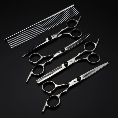 4-5pcs 6-7" Stainless Steel Pet Dog Cat Grooming Scissors Comb Sets