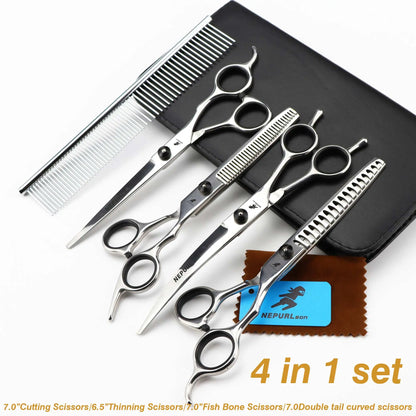 4-5pcs 6-7" Stainless Steel Pet Dog Cat Grooming Scissors Comb Sets