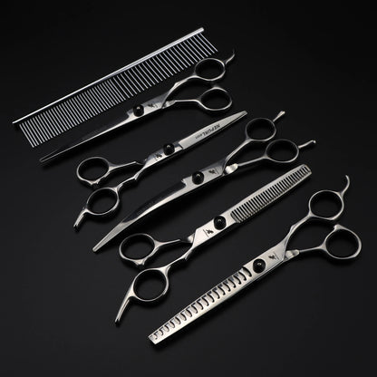 4-5pcs 6-7" Stainless Steel Pet Dog Cat Grooming Scissors Comb Sets