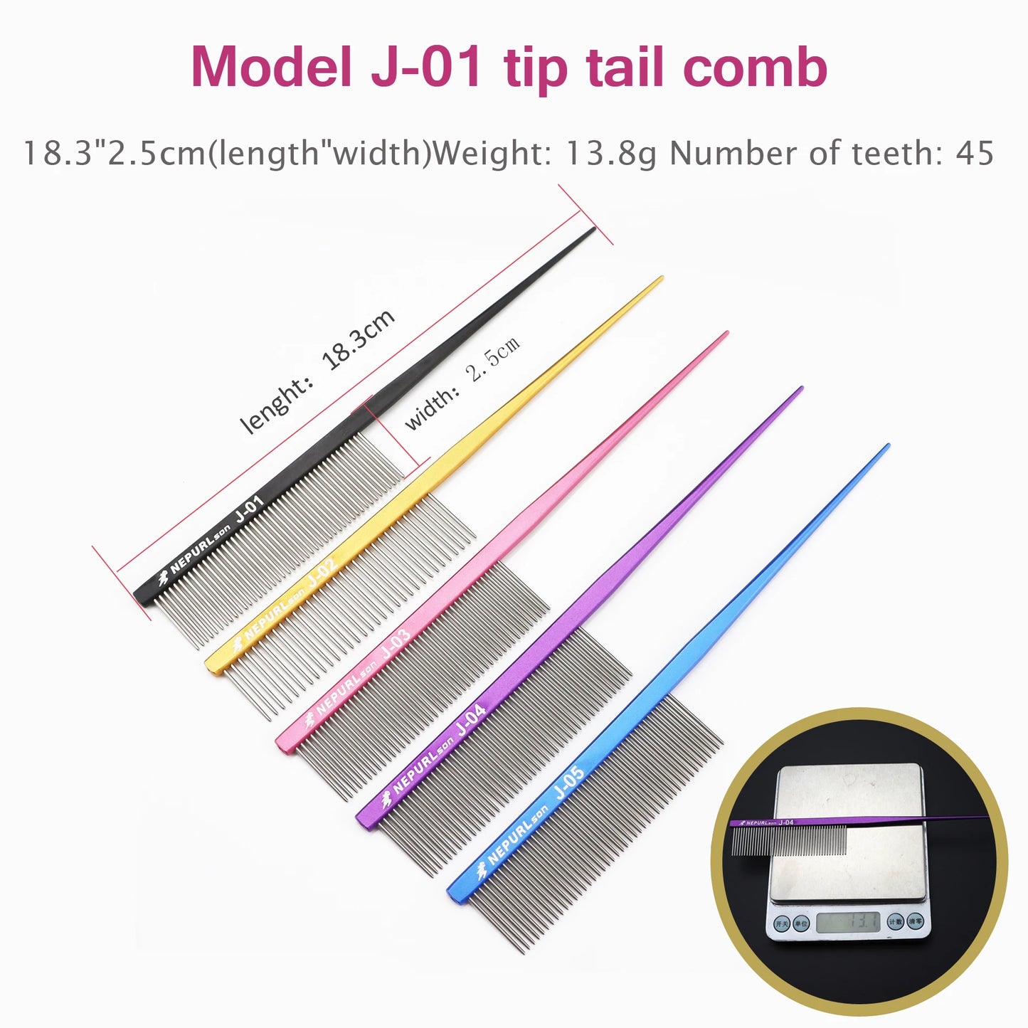 Stainless Steel Tip-Tail Pet Dog Cat Grooming Comb