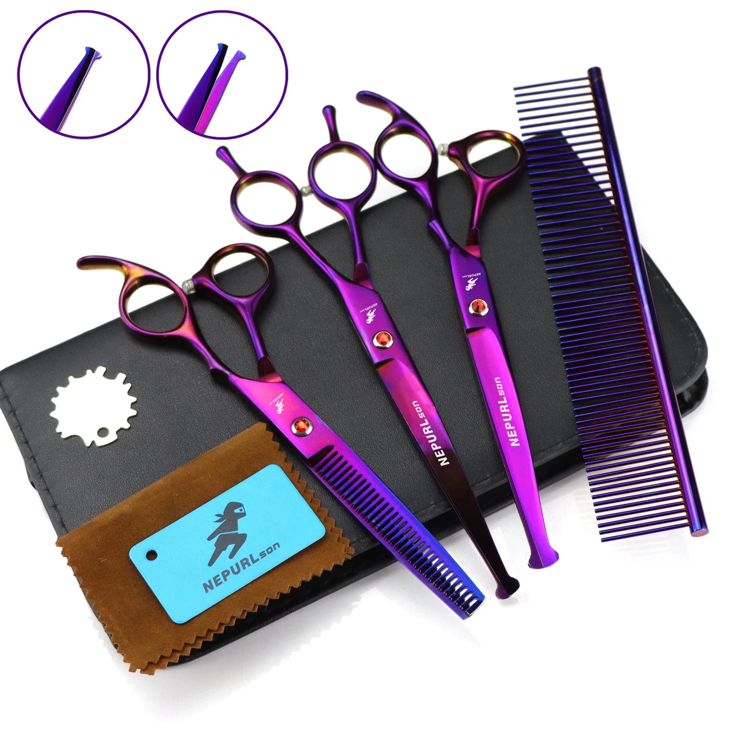 3-5pcs 7.5" Stainless Steel Pet Dog Cat Grooming Scissors Comb Sets