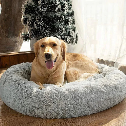 S-XL Pet Cat Dog Round Soft Long Plush Beds Cushion Mat Sleeping Sofa