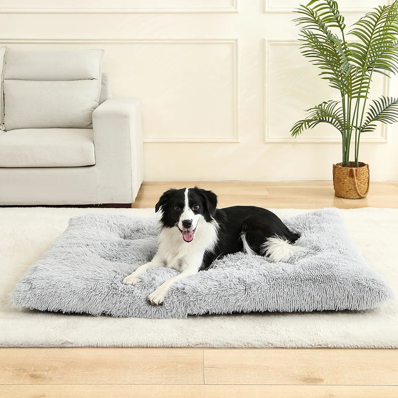 S-XL Pet Dog Cat Long Plush Beds Cushion Mat Sleeping Sofa