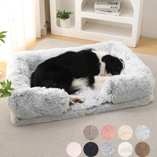 S-M Pet Dog Cat Plush Sofa Dog Bed Non-slip Mat Removable Cover