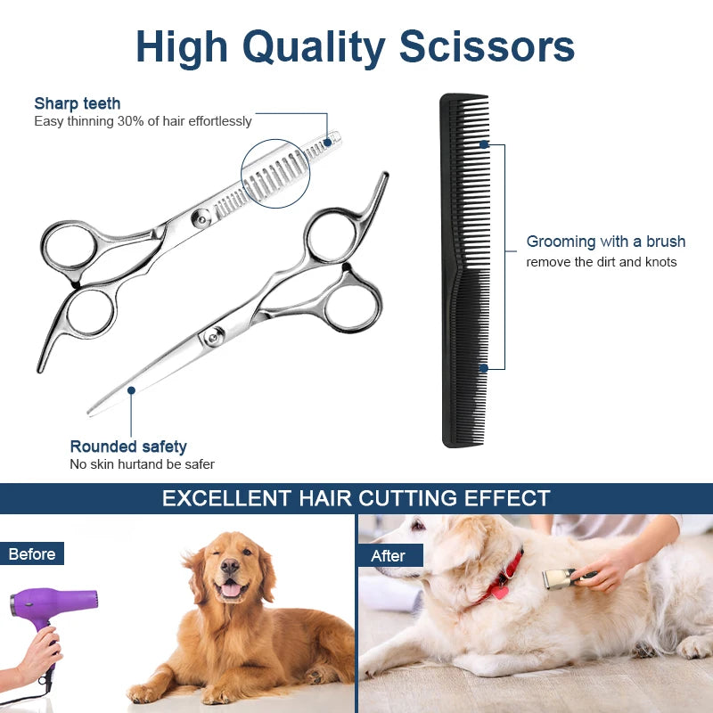 Cordless USB Rechargeable Pet Dog Cat Hair Clippers Grooming Trimmer Set