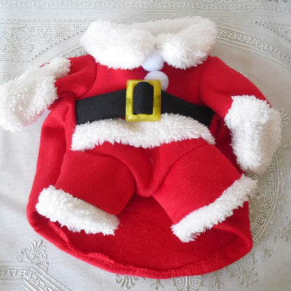 XS-XL Pet Dog Cat Christmas Cosplay Suit Santa Claus Dress Up Costume