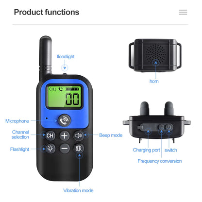 1500m Pet Dog Voice Walkie-Talkie Remote Control Waterproof Rechargeable Training Collar