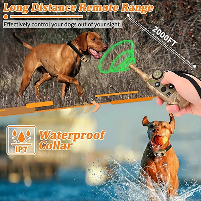 2000ft Pet Dog Rechargeable Waterproof Anti Barking Training Collar Remote