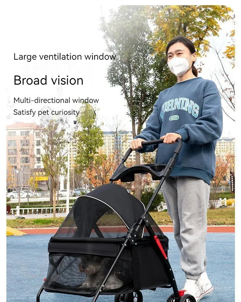 Lightweight Folding Universal Wheel Pet Dog Cat Stroller