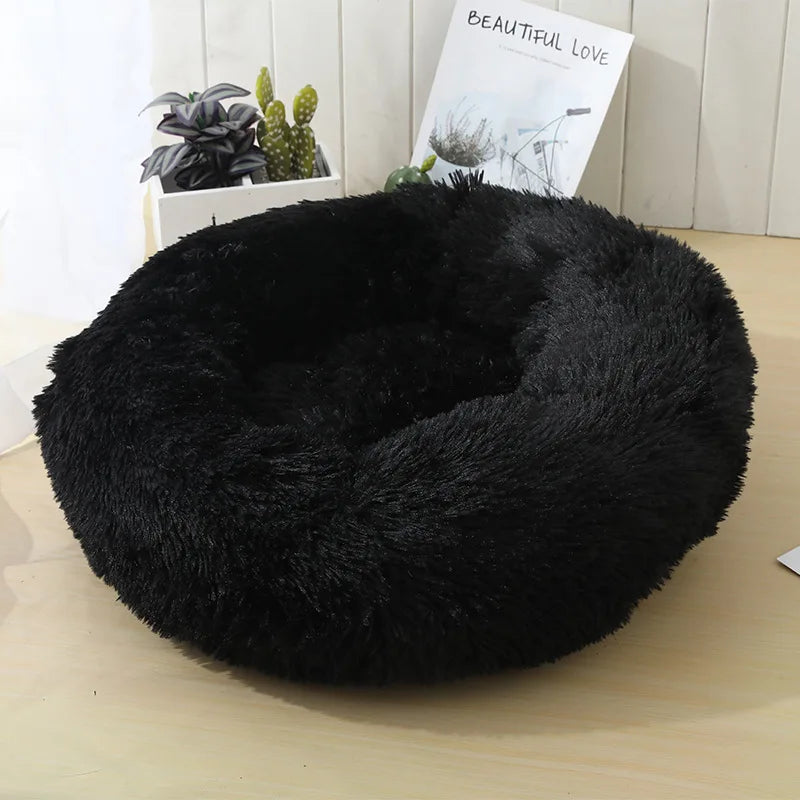 S-XL Pet Cat Dog Round Soft Long Plush Beds Cushion Mat Sleeping Sofa