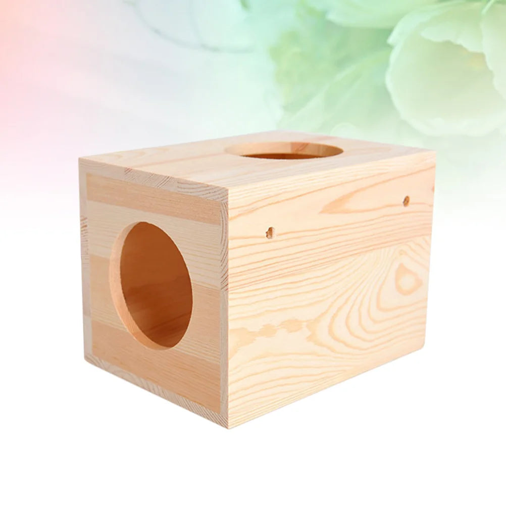 Natural Wood Small Pet Hamster Guinea Chinchilla House Cage Nest