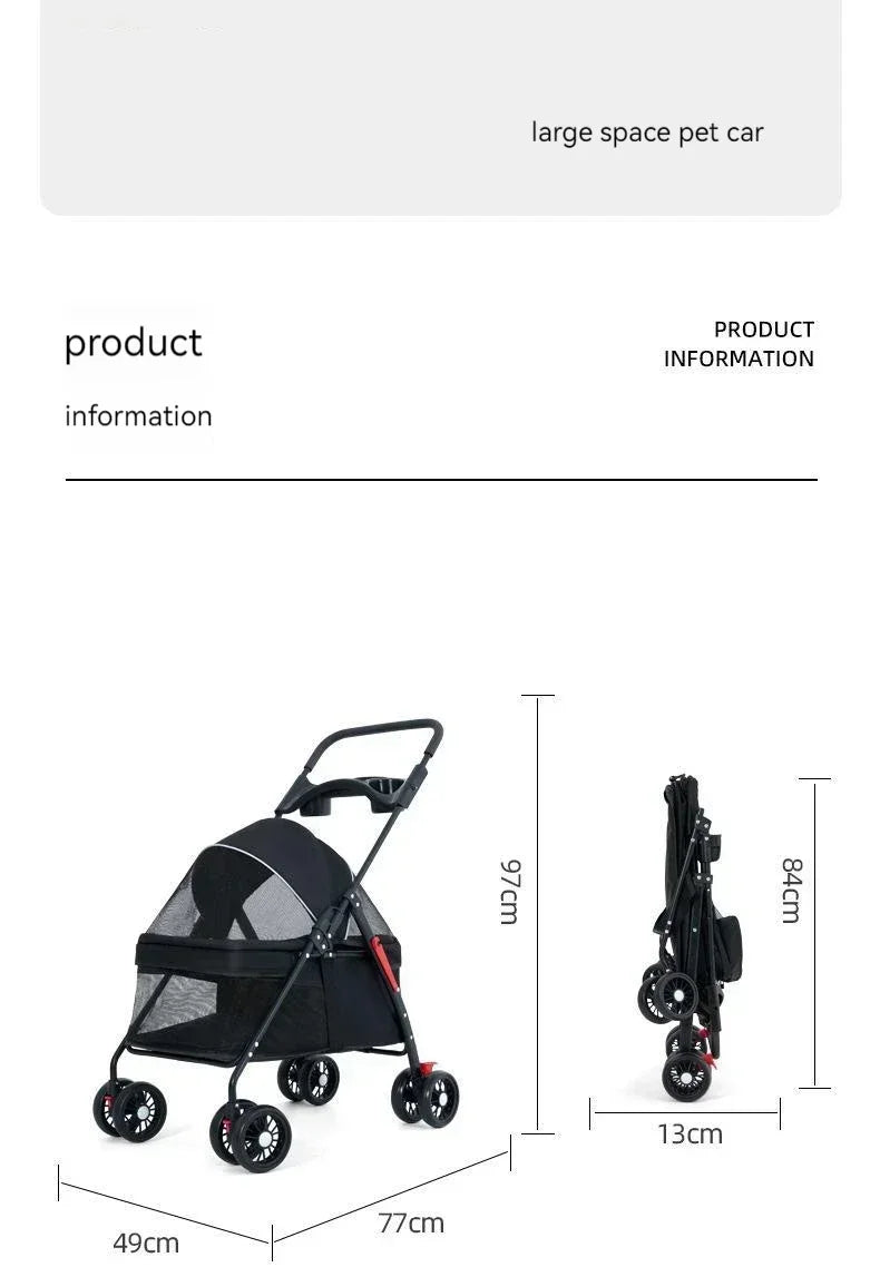 Lightweight Folding Universal Wheel Pet Dog Cat Stroller