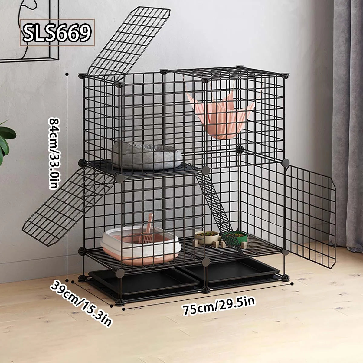 2 Tier Pet Cat Small Animal Indoor Cage Crate