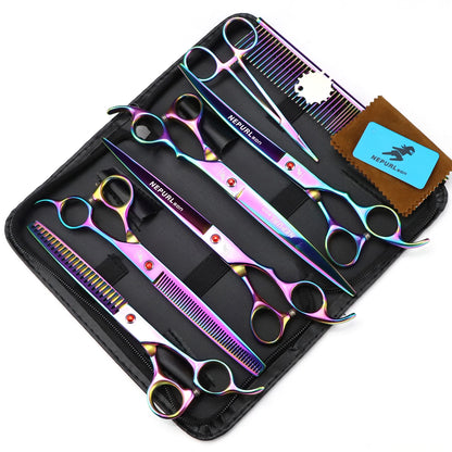 8" Stainless Steel Pet Dog Cat Grooming Scissors Combs Kits