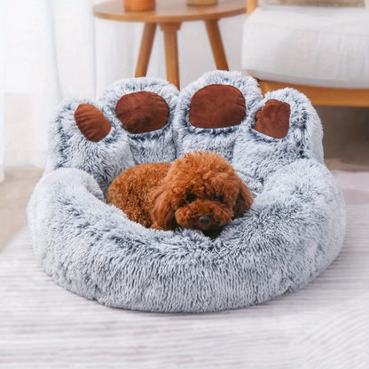 S-L Pet Cat Dog Paw Shape Comfortable Cozy Bed Soft Fluffy Cushion