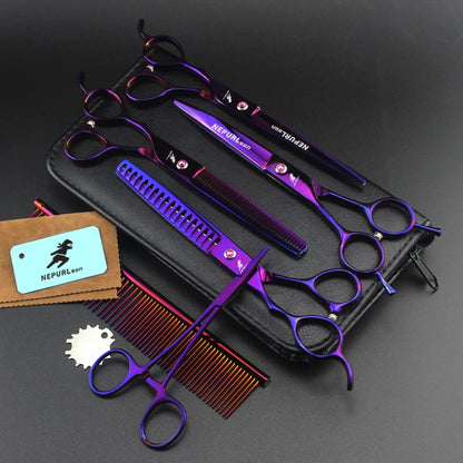 5pc Stainless Steel Pet Dog Cat 7" Grooming Scissors Combs Sets