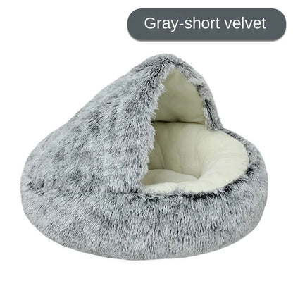 S-XL Winter Warm Shell Semi-Closed Pet Cat Nest Bed Cave