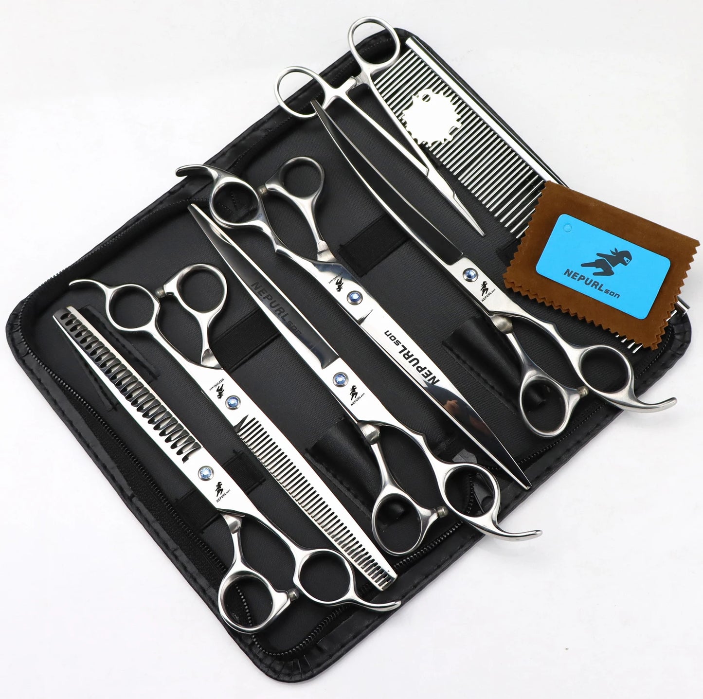 8" Stainless Steel Pet Dog Cat Grooming Scissors Combs Kits