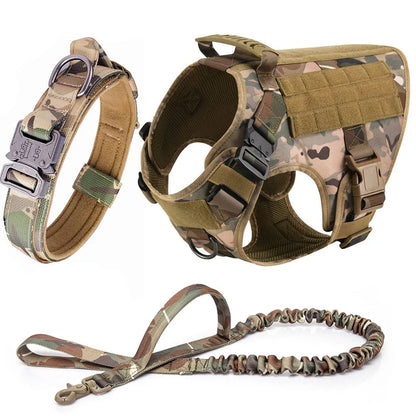 M-XL Pet Dog Tactical Harness Vest Collar And Leash Set