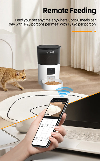 3L Automatic Pet Dog Cat Feeder Food Dispenser With Camera Video Smart Voice Recorder Remote Control