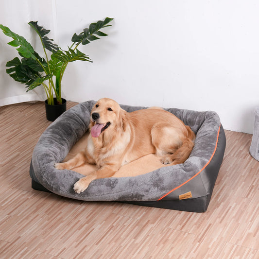 M-3XL Orthopedic Memory Foam Quilted Bolstered Pet Dog Bed Sofa Couch