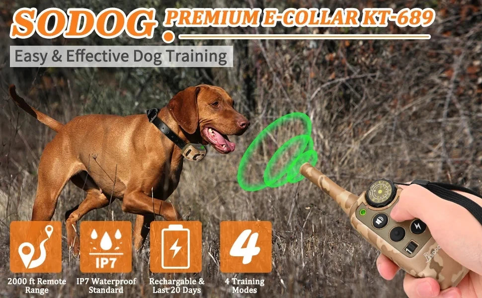 2000ft Pet Dog Rechargeable Waterproof Anti Barking Training Collar Remote