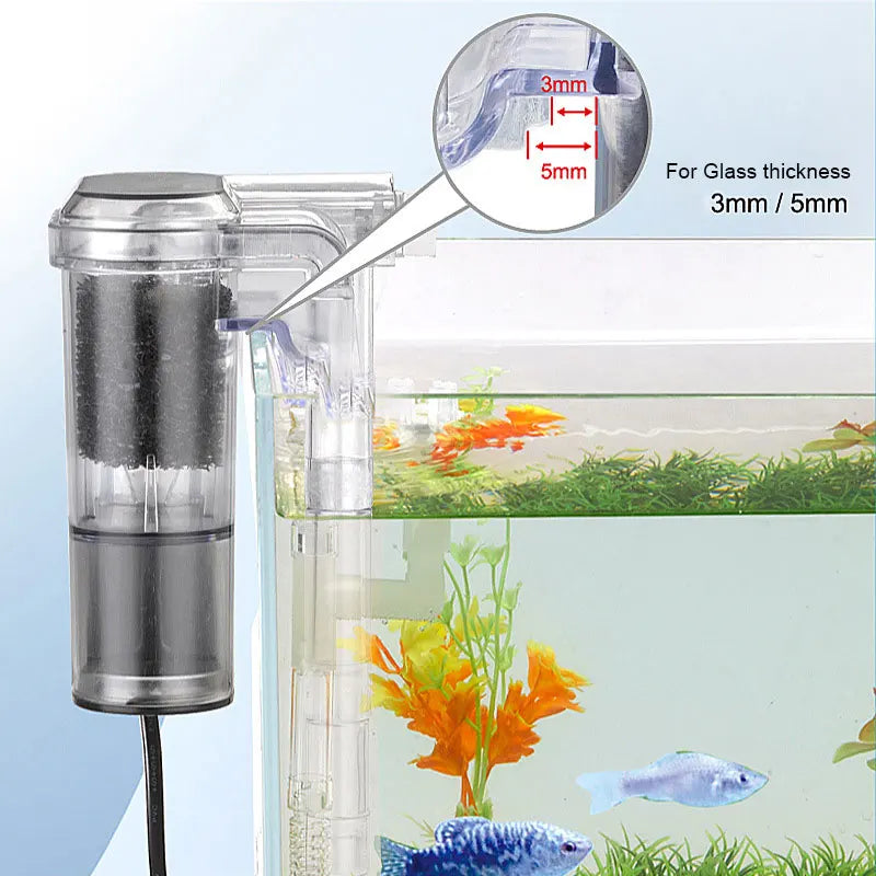 2.5W Flow 250H/L Aquarium Fish Tank Hanging Mini Filter