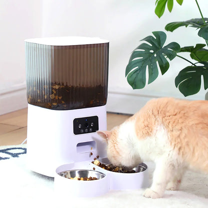 5L Automatic Pet Cat Dog Feeder Food Dispenser with Camera WiFi Timing Stainless Steel Feeding Bowl