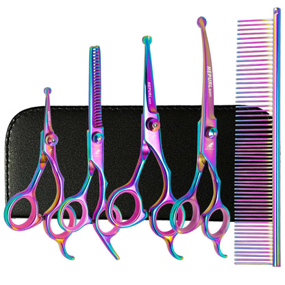 5-7.5" Pet Dog Cat 4pc Stainless Steel Grooming Scissors Comb Sets