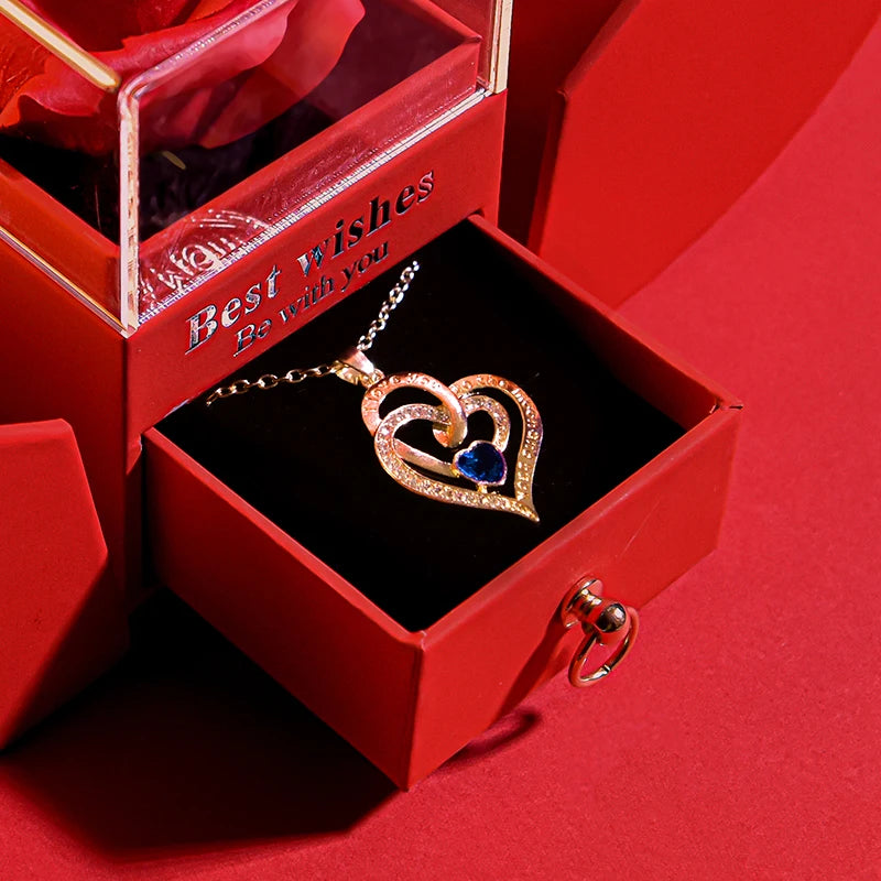 Eternal Rose /w Heart Necklace Gift Box Set