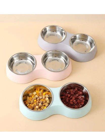 Stainless Steel Double Pet Dog Cat Food Bowl