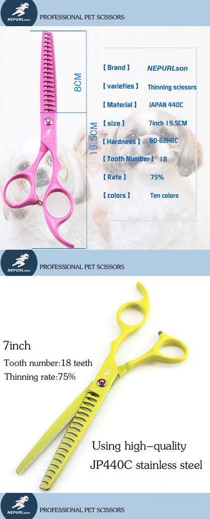 7" Stainless Steel Pet Dog Cat Grooming Thinning Scissors