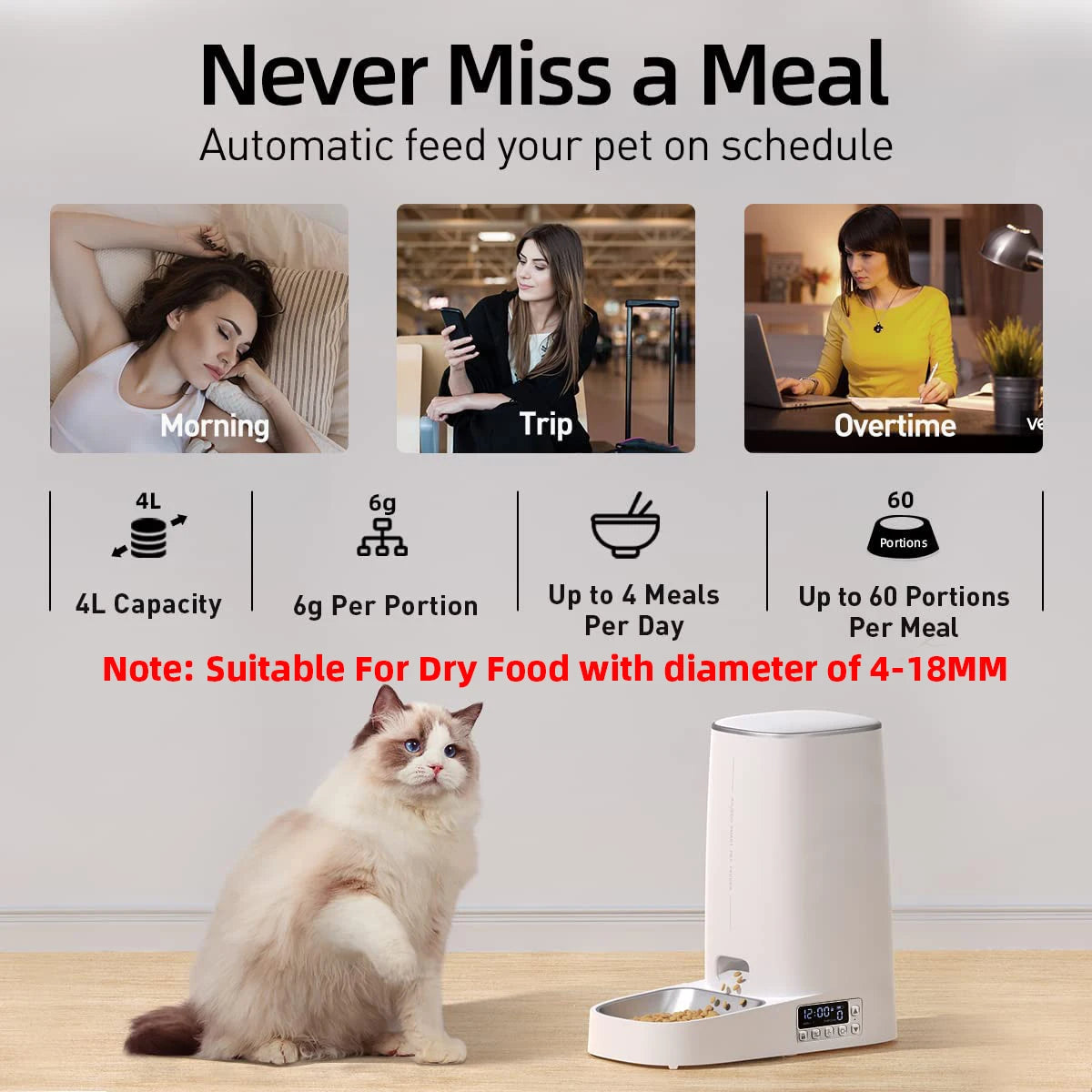 4L Automatic Pet Dog Cat Smart Control Feeder Food Dispenser