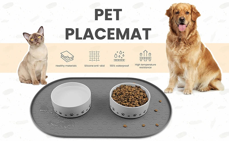 Non-Slip Easy to Clean Silicone Pet Cat Dog Food Mat Placemat