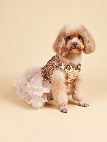 XS-XL Pet Dog Sequin Sleeveless Tutu Dress Costume