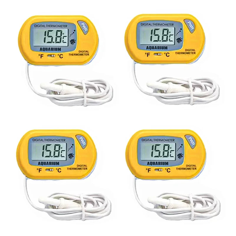 1-8Pcs LCD Digital Aquarium Thermometer With Water-Resistant Sensor Probe And Suction Cup